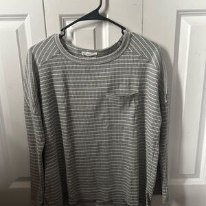 Gray Striped Women's Crew Neck Sweater